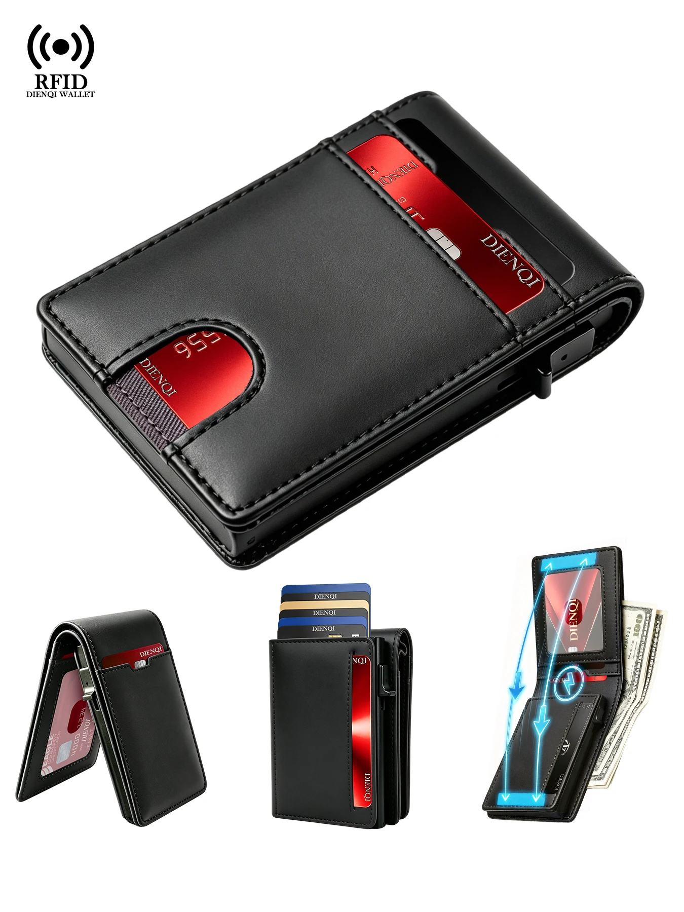 

Minimalist Credit Card Holder Carbon Wallet Pop Up Case Money Bag Id Bank Cardholder Black Bifold Smart Wallets for Men Carteira