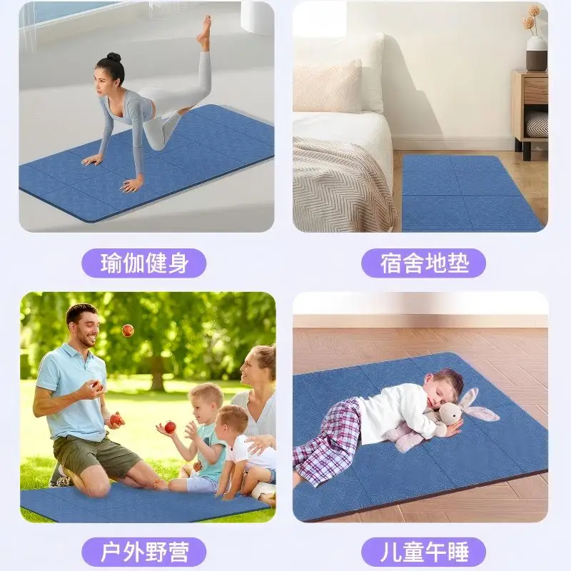

TPE Portable Foldable Yoga Mat Non-Slip Exercise Pilates Mat for Home Use Kids Lunch Break Nap Mat Double-sided non-slip texture
