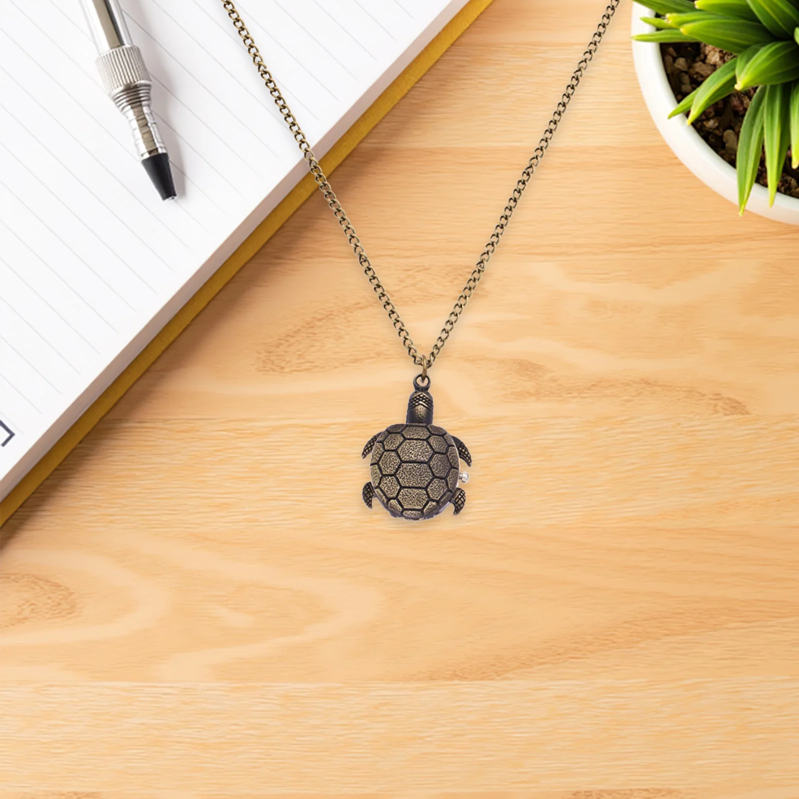 

1pc Quartz Pocket Watch Alloy Turtle Pattern Design Retro Classic Men Women Fashion Timepiece Decorative Long-Lasting