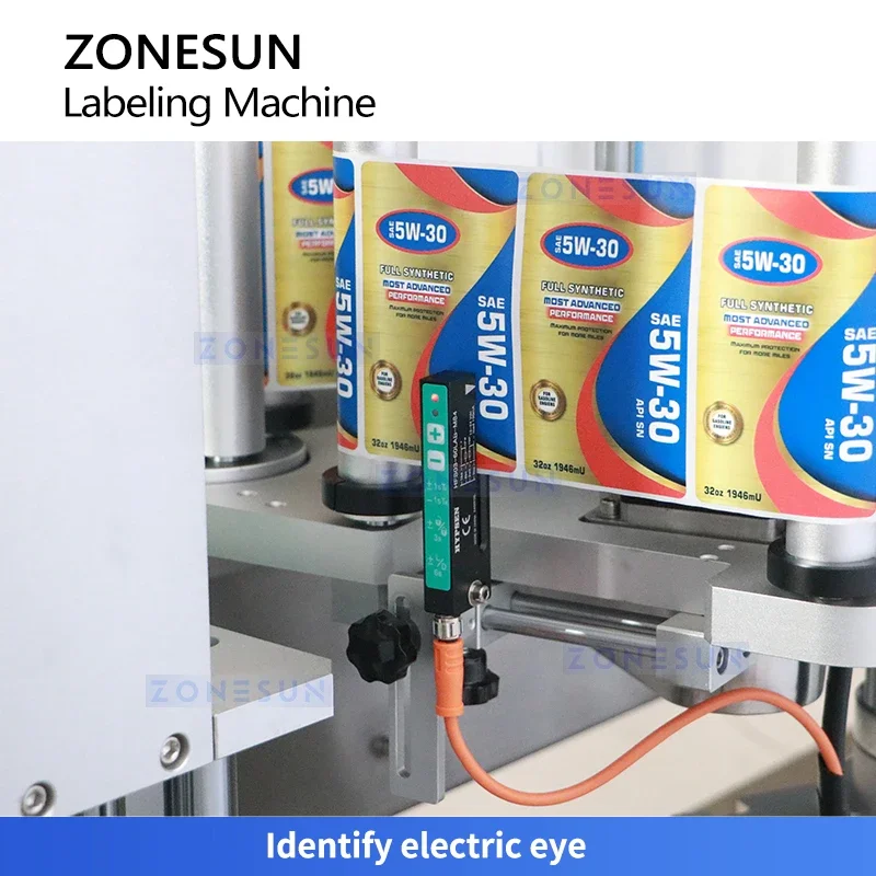 ZONESUN ZS-TB822T Automatic Double Sided Labeling Machine 1800pcs/h Front Back Wine Round Bottle Sticker Applicator Conveyor