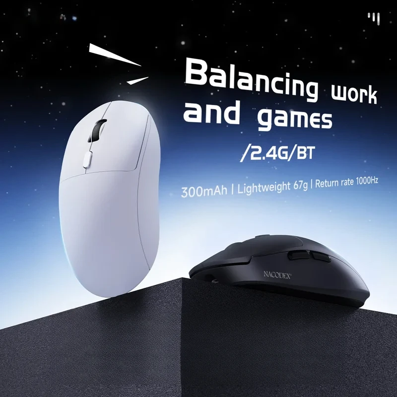 

New Wireless Gaming Office Mouse Wired/2.4G/Bluetooth 1000Hz Rate of return 300mAh 67g Lightweight Body for Windows/Mac 2026