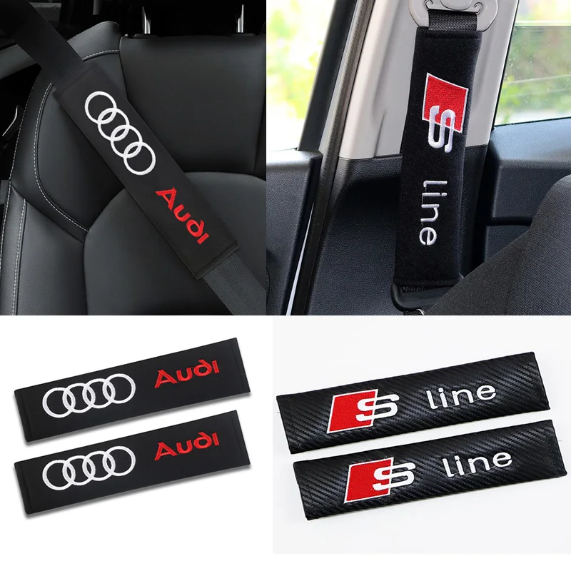 

2PCS Car Seatbelt Shoulder Pad Driving Seat Belt Vehicle Pad Cover For Audi s line A4 b6 b8 b7 b9 b5 A6 A3 A8 Q3 Q5 Q7 Q8
