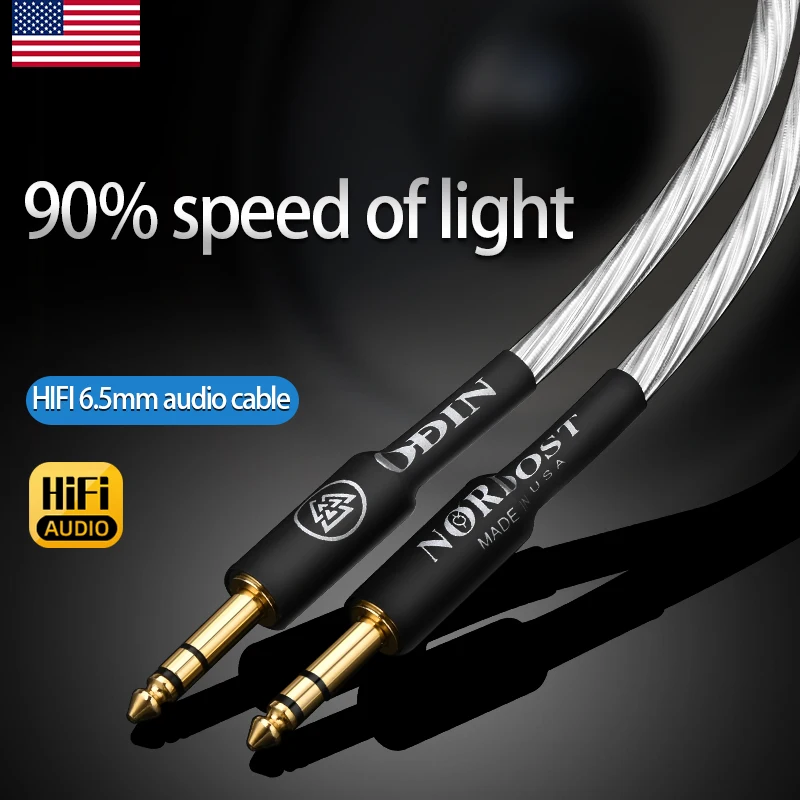 ODIN Hifi 6.5mm Jack Audio Cable Pure Silver 6.35mm (1/4) TRS Stereo Male to Male Aux Cable for Guitar Mixer Amplifier