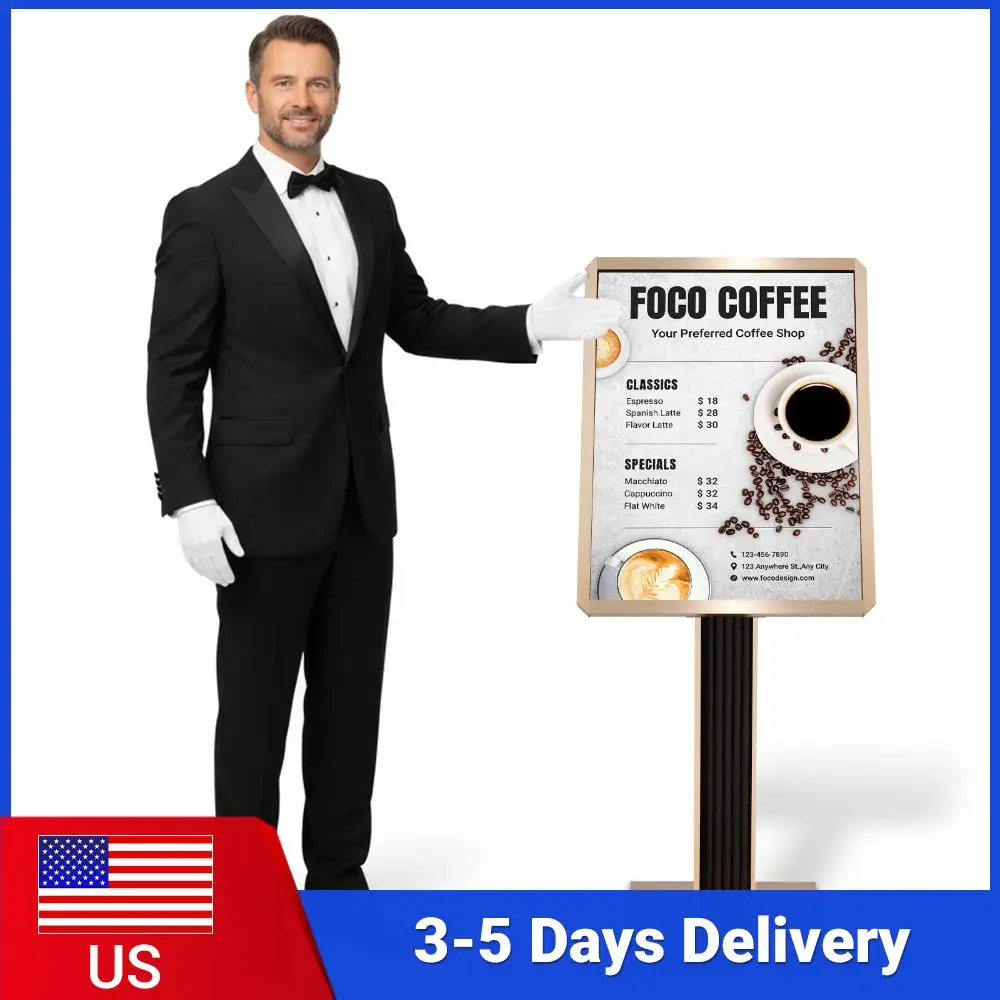 

Sign Holder Floor Stand 20x27inch/24x31.5inch Pedestal Sign Stand with Snap-Open Frame Display for Malls Schools Restaurants