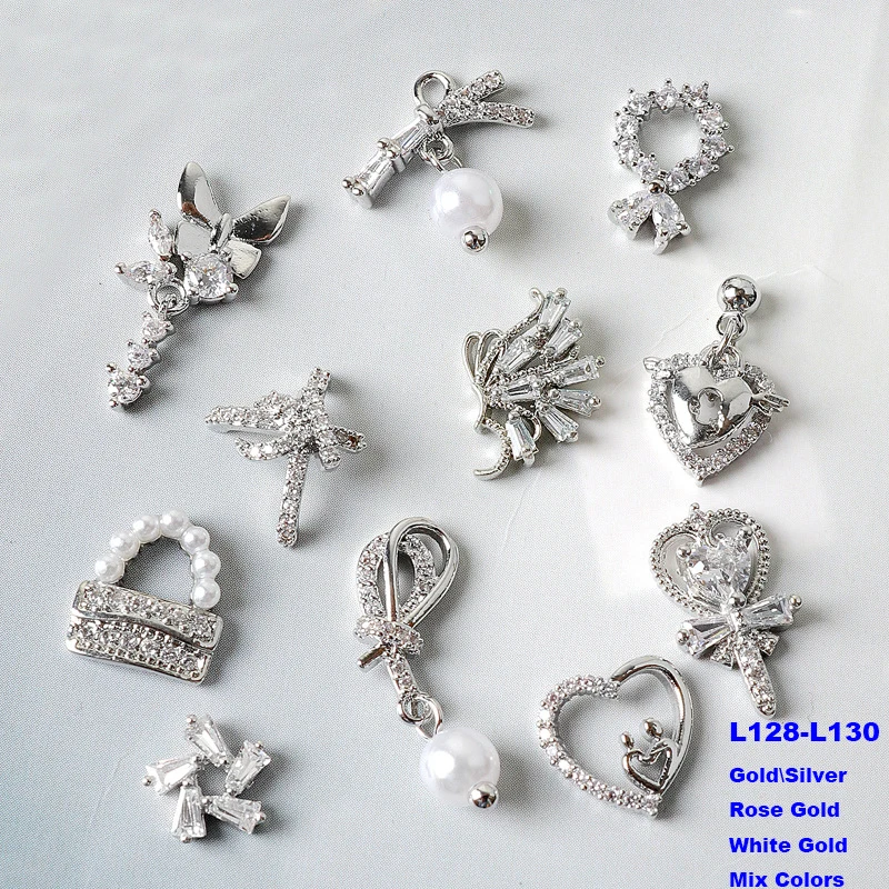 10pcs\bag designer nail charms metal luxury nail parts DIY brand nail arts decoration jewelry wholesale L103-L127