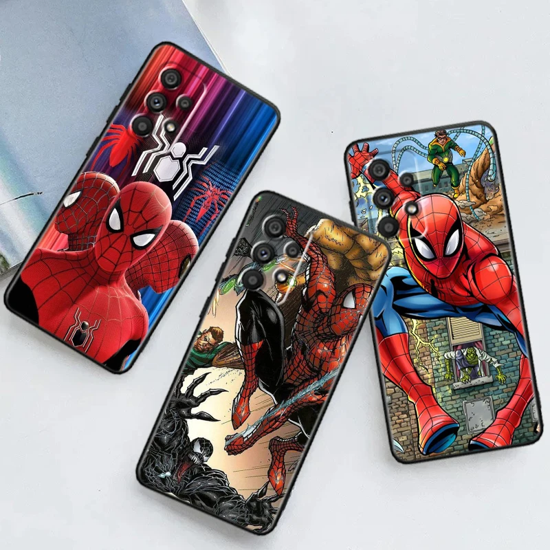 Marvel Spider Man Catroon For Samsung Note 20 10 Ultra Plus A31 A14 A12 A70 A34 A25 A04 A05 A15 A24 5G Black Funda Phone Case