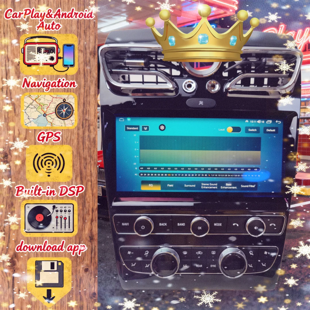 

10,9-дюймовый сенсорный ЖК-экран для Bentley Flying Spur/Civental GT 2005-2019, GPS-навигация, Carplay, Android 14.0, автоматическое головное устройство