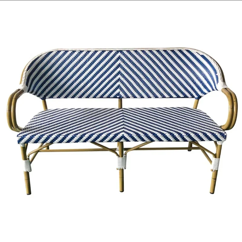 Recreational armchair, double-seater rattan bench, aluminum imitation bamboo-wood rattan chair
