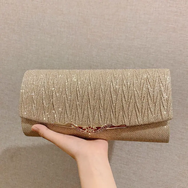 leisure banquet hand bag New Fashion Gold Women Dinner Bags Lady Party Purse Wedding Gift Luxury Metal Trim strip Clutch Bag