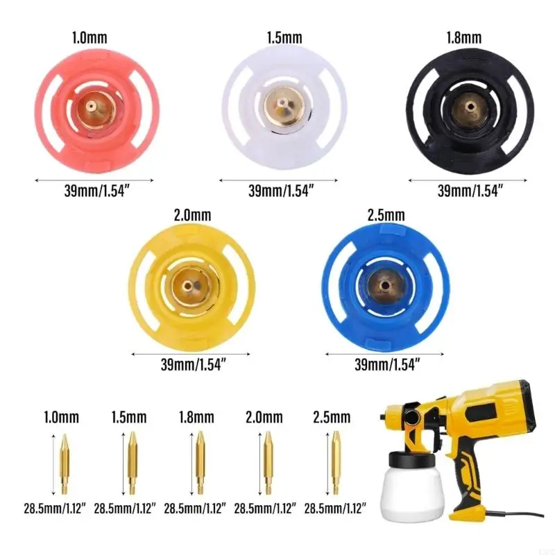 5PCS Heavy Duty Sprayed Guns Nozzles Set Suitable For Furniture Cabinets And Fence Painting HVLP And Airless Sprayed Guns X3UC