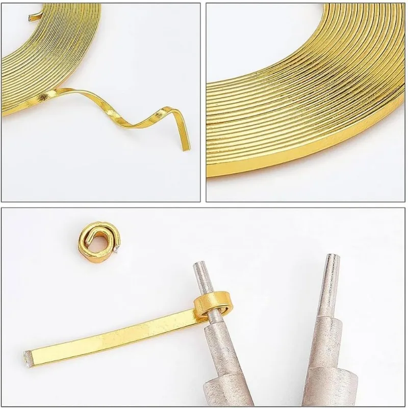 10m (33FT) 3mm Wide Gold Aluminum Flat Wire Anodized Flat Artistic Wire for Jewelry Craft Beading Making 5m/Roll