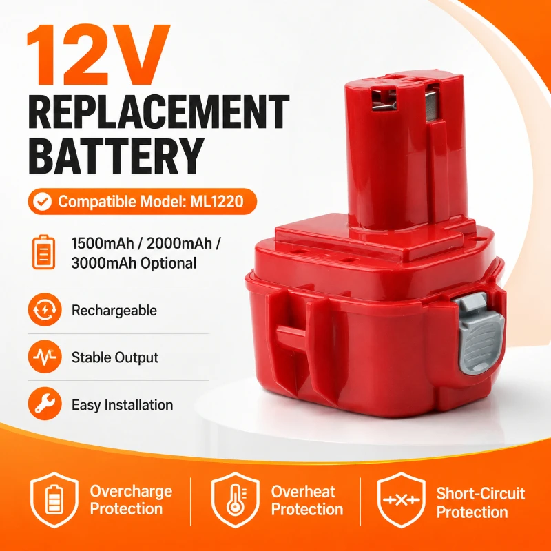 

3000mAh Replaces for Makita 12V Drill Nickel Hydrogen Battery ML1220 Lithium Battery Pack 12V Tool Charging Battery
