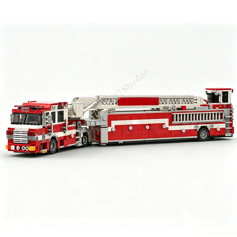 1687 PCS Tiller Fire Truck Building Blocks City Rescue Vehicle Model Educational Assembly Gift For Holiday Adult Home Decoration