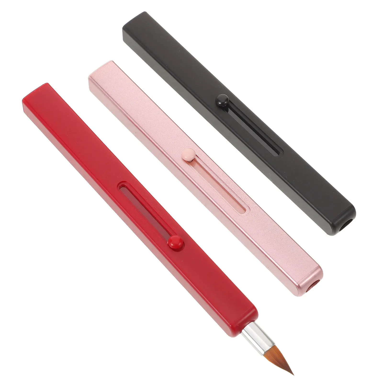 3Pcs Retractable Lip Brush Portable Nylon Lipstick Applicator Compact Travel Makeup Brushes for Precise Lip Application