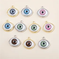 Dijes de cristal de Ojos de simulación de colores mezclados para mujeres y niñas, collar DIY, pulsera, accesorios de joyería, 10 unids/lote por paquete