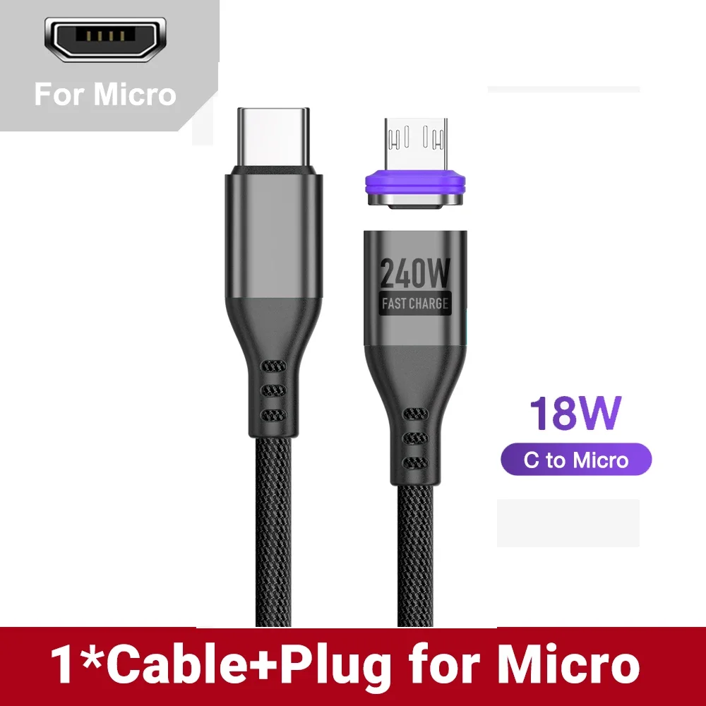 AUFU PD240W Magnetisches Typ-C-Kabel für MacBook PC 5A Superschnelllademagnet USB-C-Ladegerät Datenkabel für iPhone Samsung Xiaomi