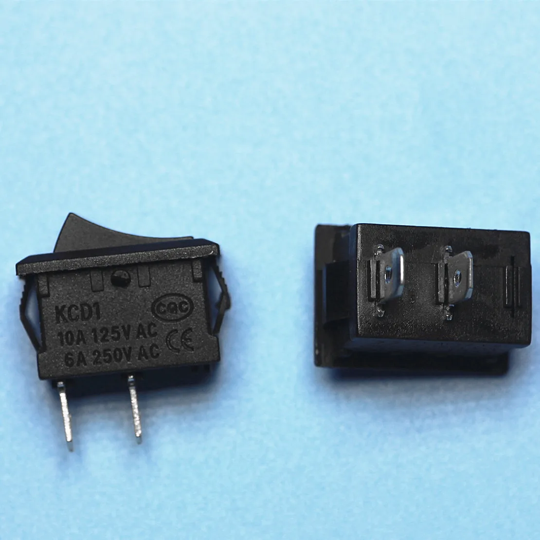 10pcs KCD1-101 Single pole type switch become warped board power switch 15*21mm black 2 feet 2 gear 6A/250V