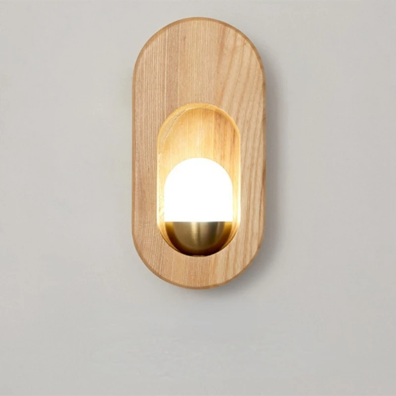 

Wall Lamp Bedside Bedroom Led Modern Nordic Solid Wood Japanese-style Living Room Aisle Lighting Hotel Sconce Decoration Light