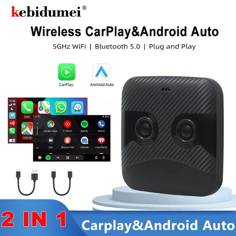 Kebidumei Wireless CarPlay Android Auto Wireless Adapter Smart Mini Box Plug And Play WiFi Fast Connect Universal For Nissan