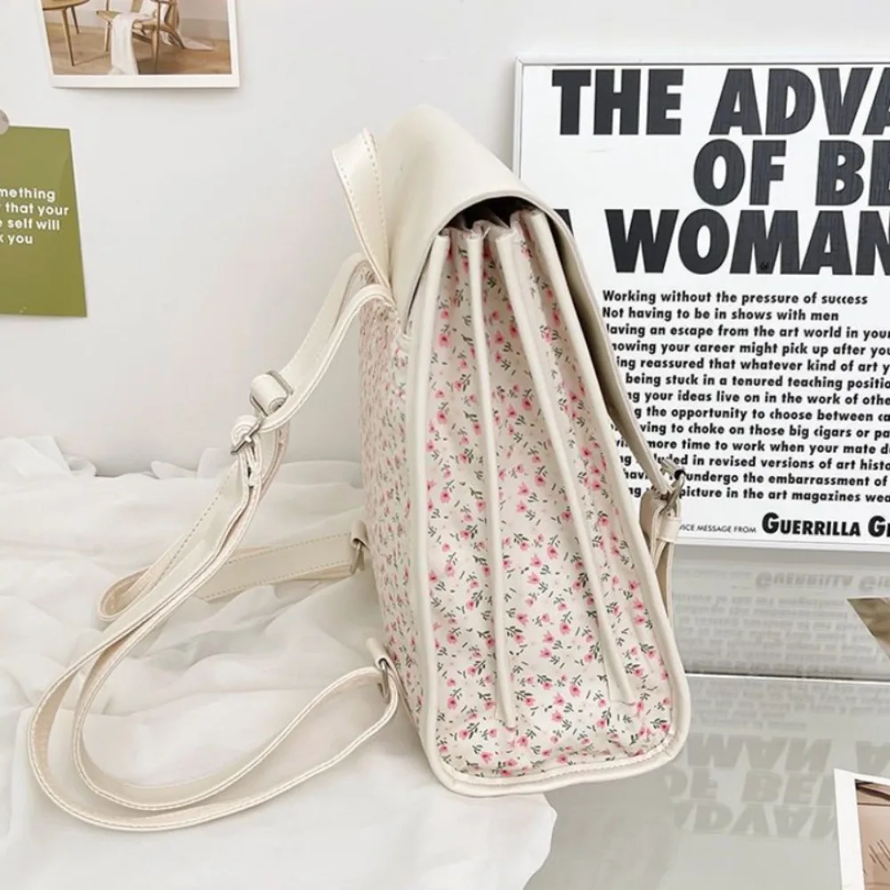 High Quality Durable School Backpack Portable Large Capacity Travel Bag Multi-pocket Flower Pattern Schoolbag