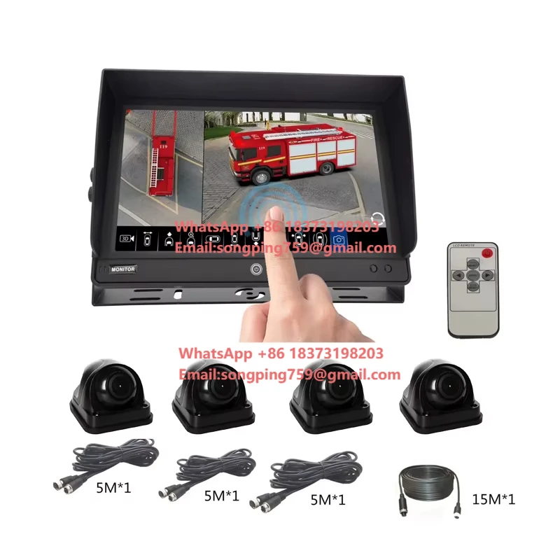 360 Degree AI Waterproof AHD Truck Camera System Bird Eye View Panorama Car Reverse Aid 10.1inch Screen for Bus Truck Caravan RV