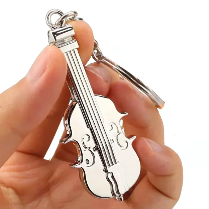 Personalized Creative Classic Musical Instrument Model Metal Car Keychain Man Bag Pendant Car Key Ring Creative Birthday Gift