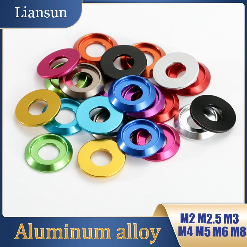 100-200Pcs M2 M2.5 M3 M4 M5 M6 M8 Aluminum Round Washer Colourful Aluminum Cup Head Washer For Button Head Screw Bolts