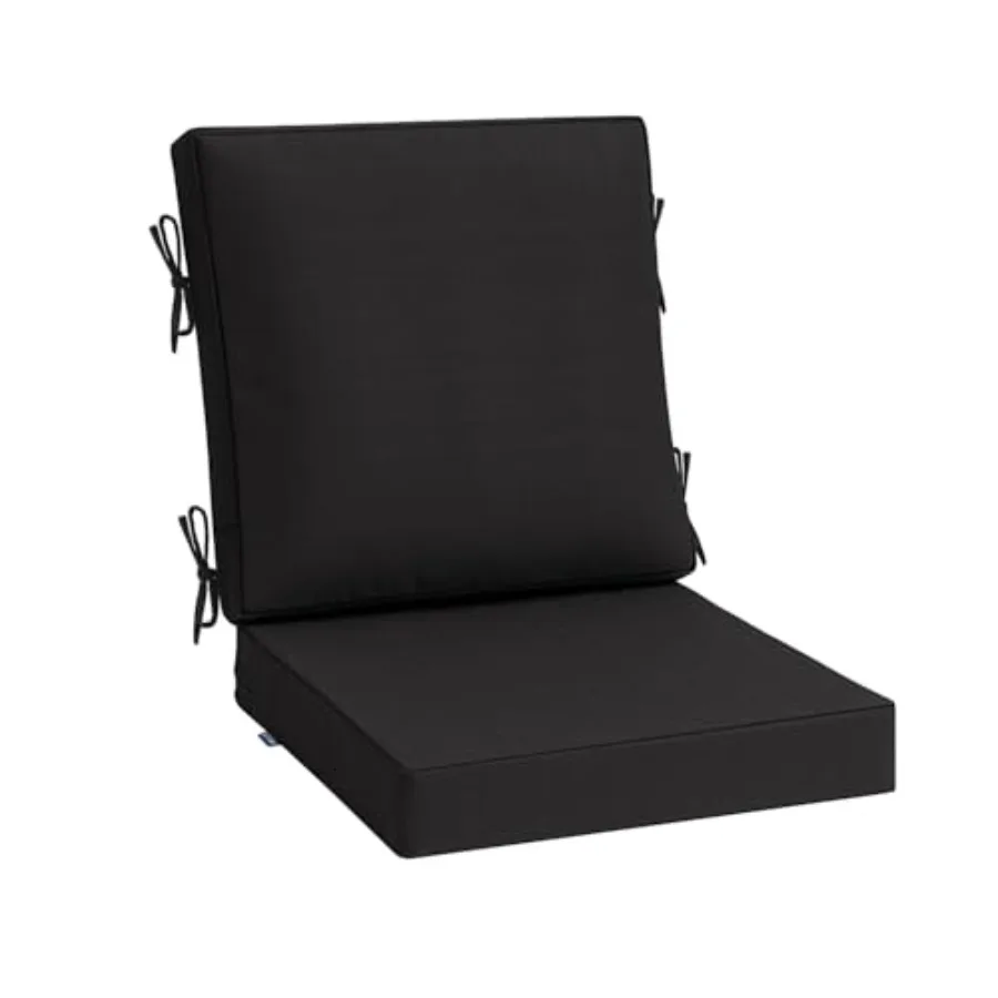 

Outdoor Dining Cushion 20x20 Inch Waterproof and 3 Year Color Fastness Deep Seat and Back Cushion for Patio Furniture Chair wit