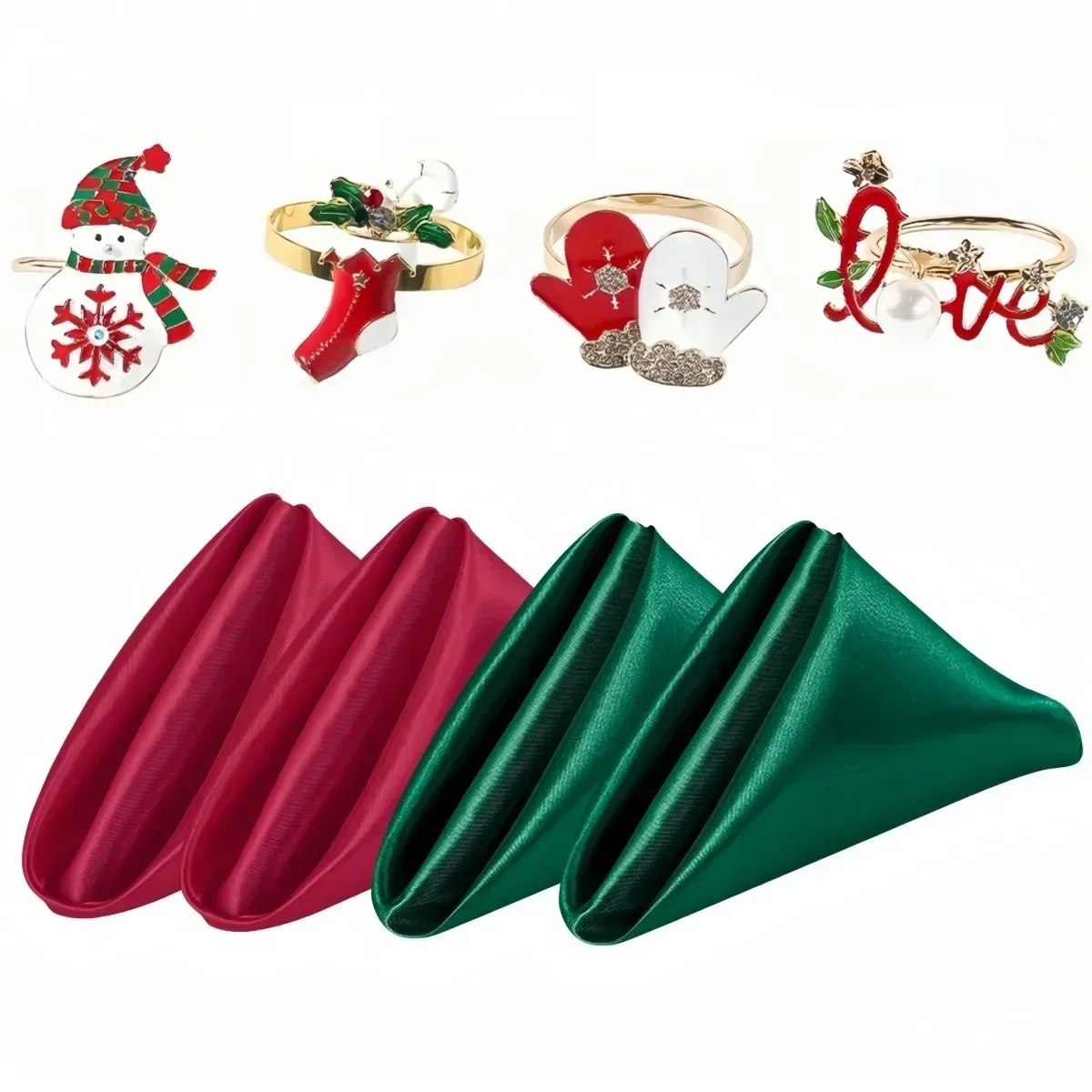 

Sophisticated 8Pcs Christmas Themed Napkin Ring Holder Set Enhance Your Wedding or Party Atmosphere Effortlessly