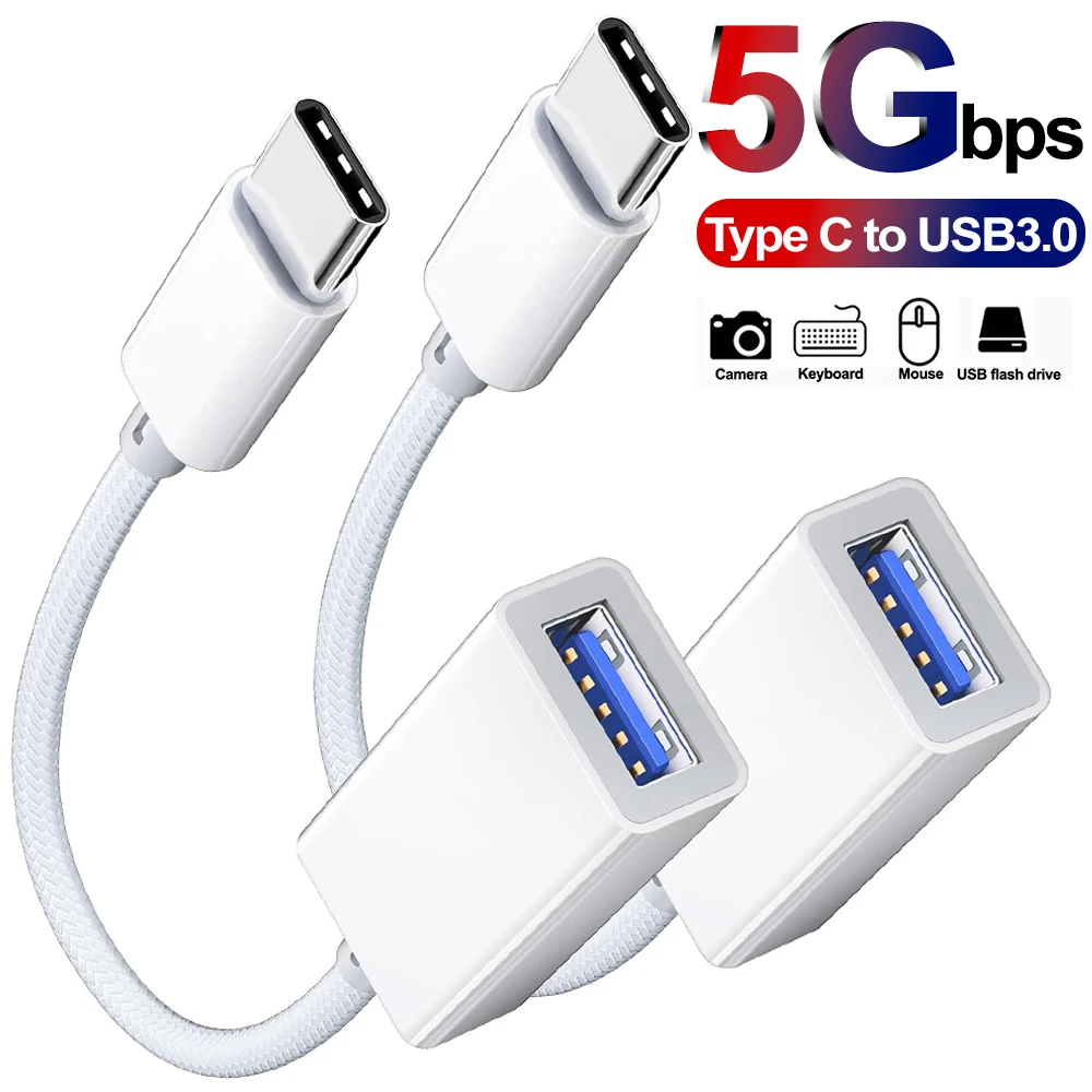 USB C To USB 3.0 Adapter Type-C Male To USB Female OTG Cable High-speed Data Transfer Cord Converters for IPhone 16 15 Samsung