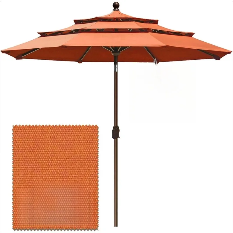 

ZZZ9Ft 3 Tiers Market Umbrella Patio Umbrella Outdoor Table Umbrella with Ventilation and 5 Years Non-Fading Top,Rust