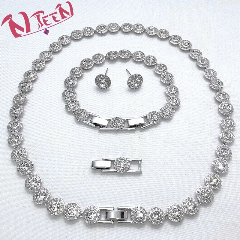 High Quality Original Women's Jewelry Set,Angelic Series Round Full Diamond Jewelry,Showing Noble Elegance,Suitable for Party We