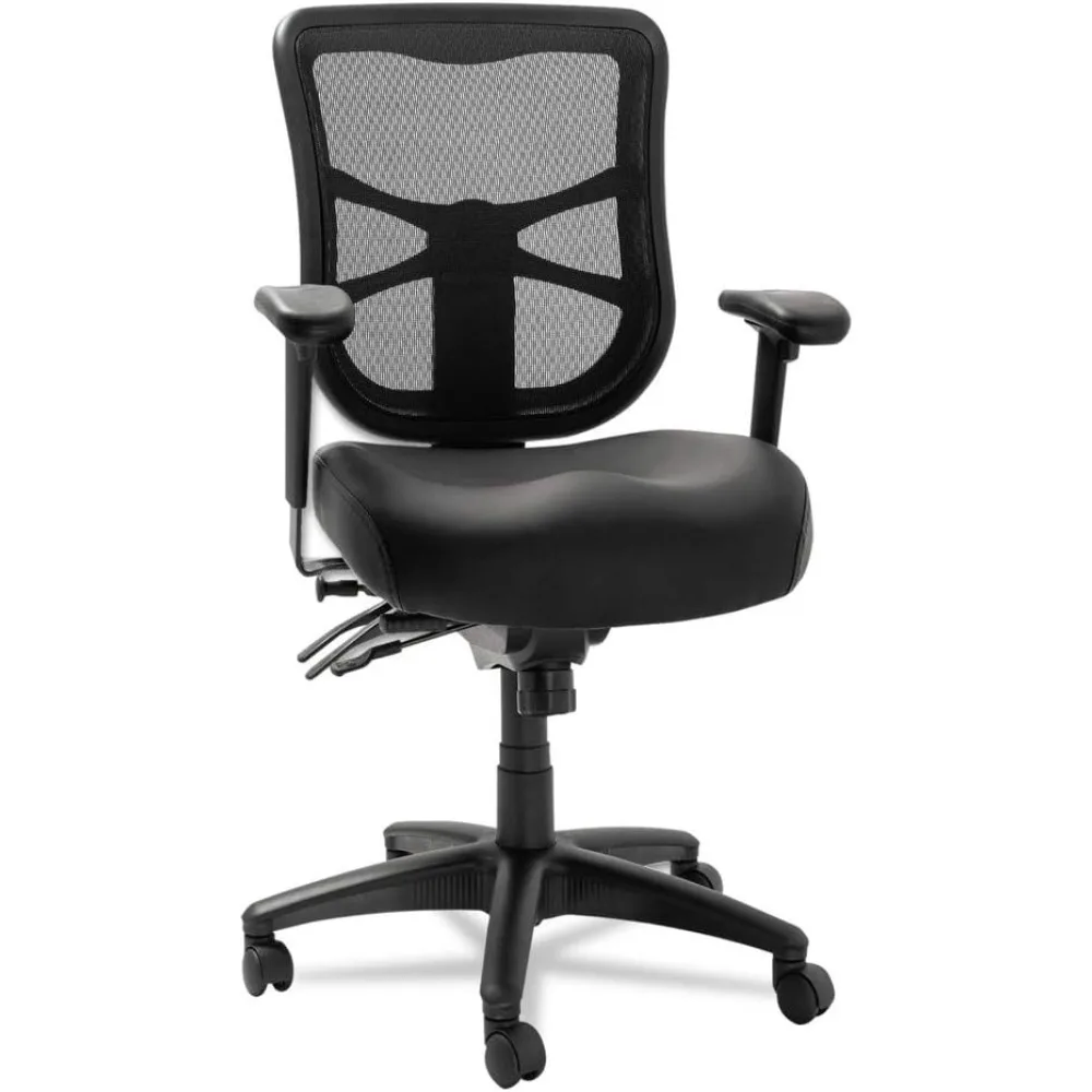 

EL4215 Elusion Series Mesh Mid-Back Multifunction Chair, Black Leather