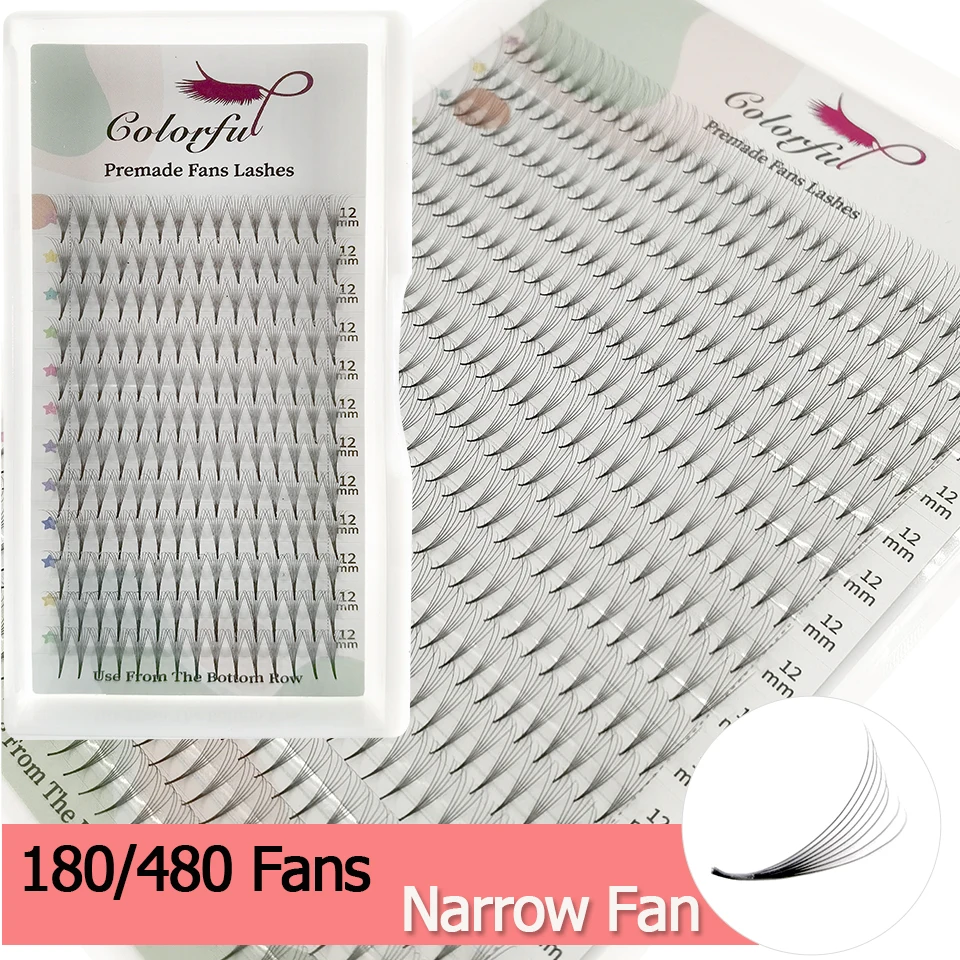 180/480 Fans Narrow Fans Eyelash Pre-Fanned Thin Slim Base Premade Volume Fans Lash Extension XL Tray 5D 6D 7D 8D Russian Lashes