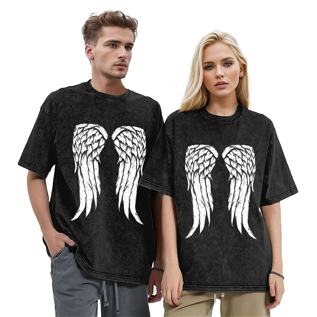 Unisex T-Shirt Daryl Dixon Wings Washed T-Shirts Novelty Movie The Walking Dead Beach Tees Awesome Casual Clothing Plus Size