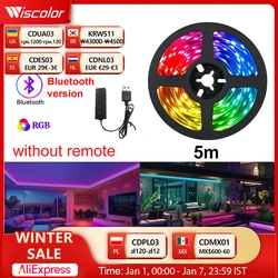 Wiscolor  Taśma LED 5V USB, Bluetooth APP Control RGB5050 LED Light, 1-5M Led Tape do podświetlenia telewizora Dekoracja świąteczna pokoju