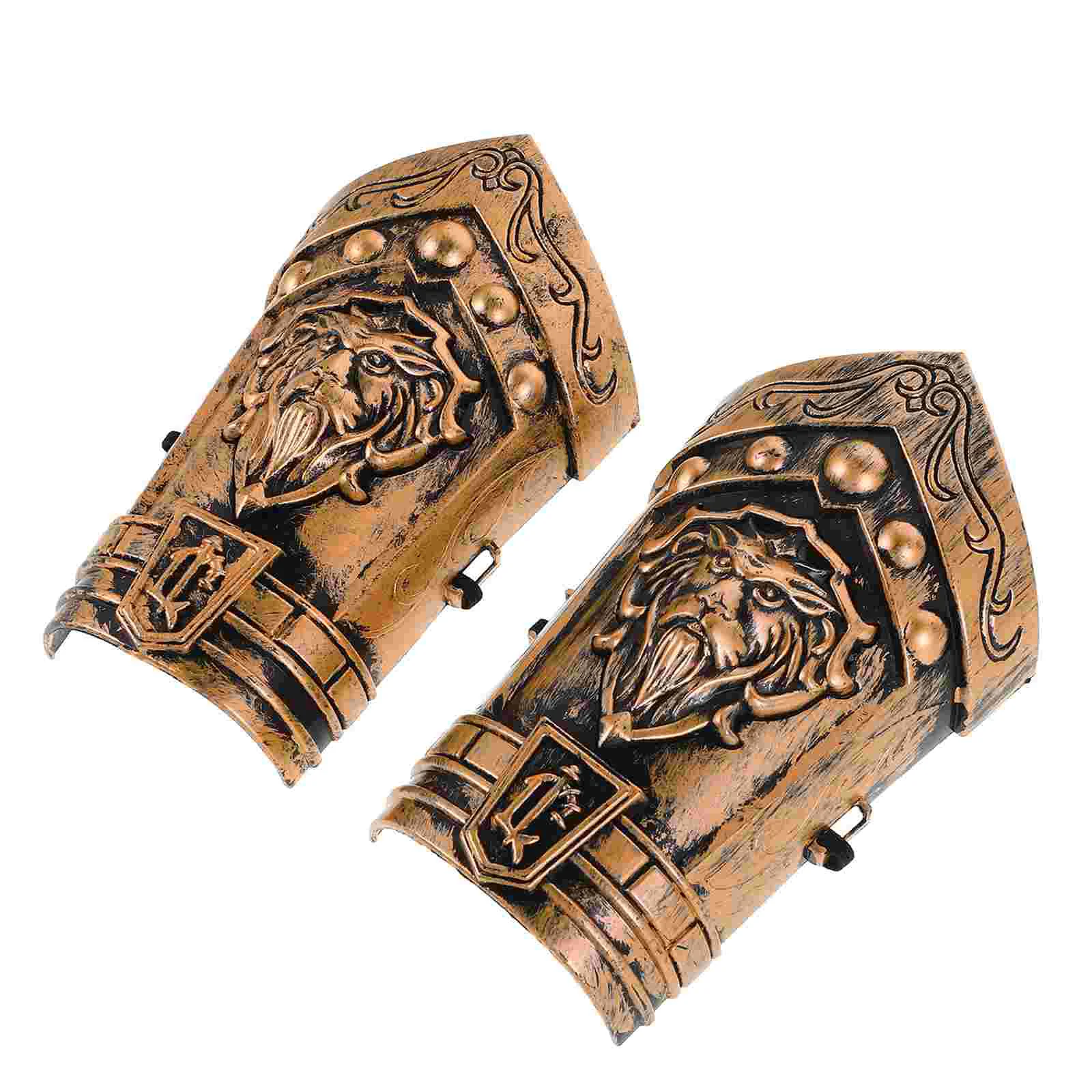 2 Pcs Bronze Handguards Mask for Kids Sword Stand Knights Costume Steampunk Plastic Bracers Pirate Props Black Man