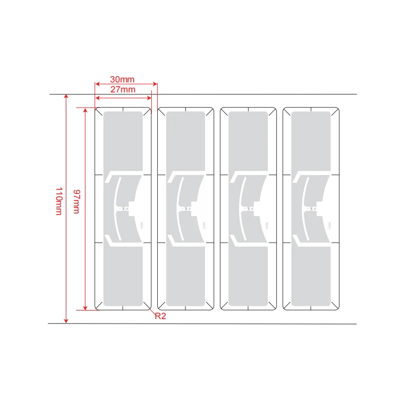 Etiqueta de identificación de vehículo, accesorio para parabrisas pasivo, antidesgarro, UHF, RFID, 97x27mm, 10 piezas de muestra