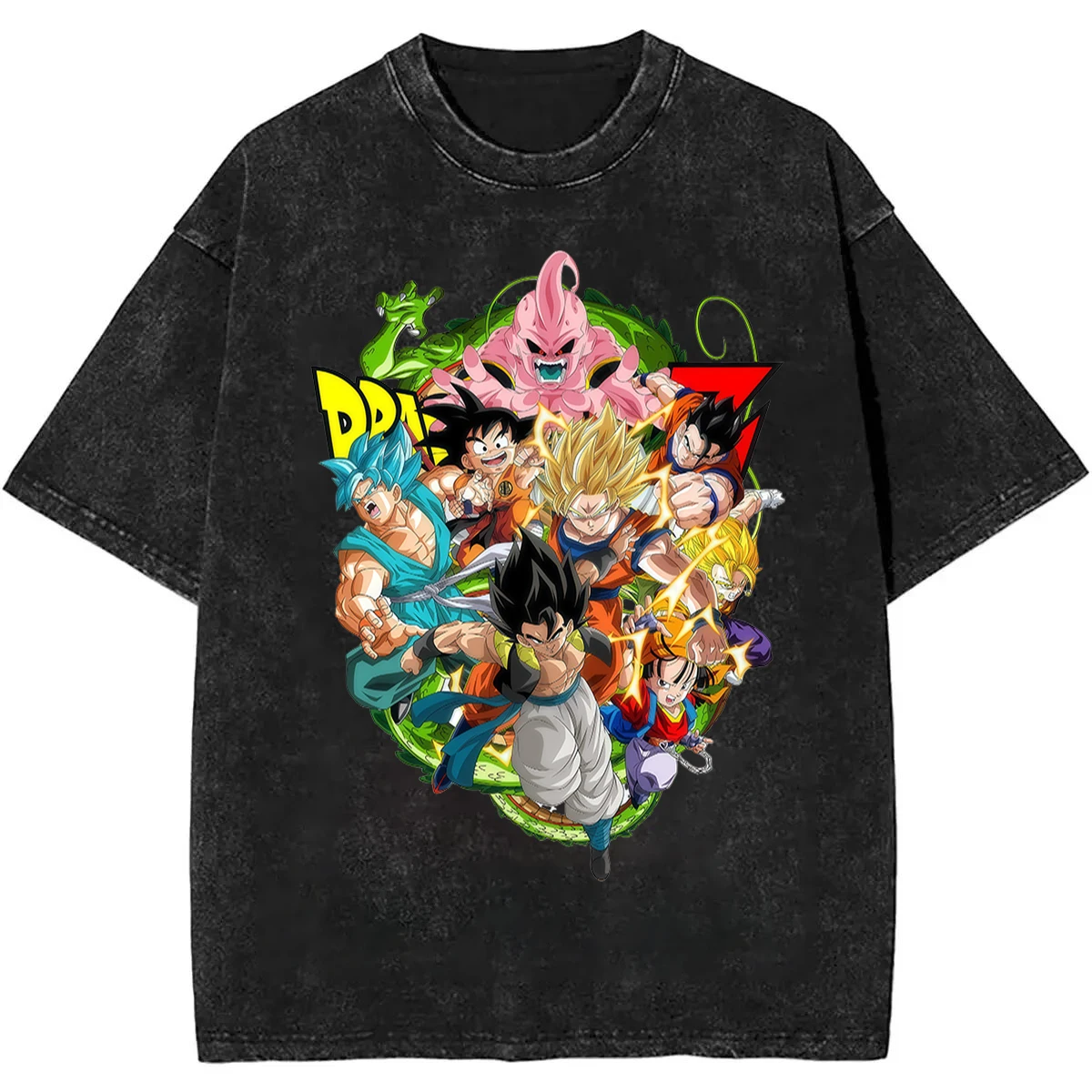 

Летняя классическая футболка Dragon Ball 2026, 100% хлопок, плотная, с эффектом потертости, ретро, оверсайз, мужская, с аниме-принтом, уличная одежда, унисекс, Y2K