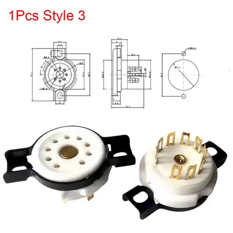 1Pcs 95 Ceramic Base 9Pin Tube Socket Gold Plated Octal Tube Socket Valve Base Connector Beryllium Copper DIY