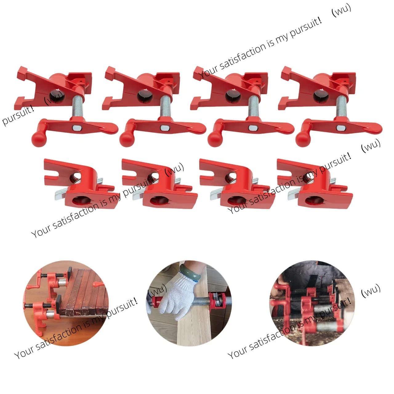 

4 Pack 3/4" Wood Gluing Pipe Clamp Set Heavy Duty PRO Cast Iron Quick Release Bar Clamps Kit with Wide Base for Woodworking