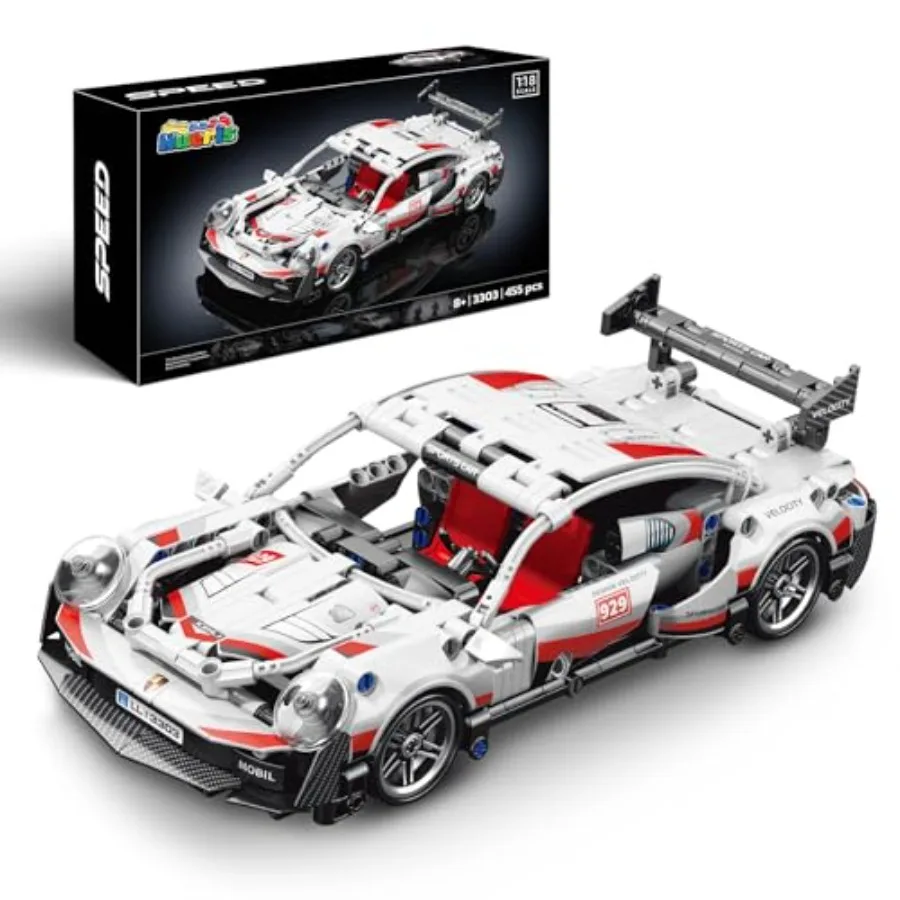 1:18 Technic Super Sports Cars Model Sets - 455 PCS Black Gold MOC Building Block Car Raceing Engineering Toys - Gift Idea for