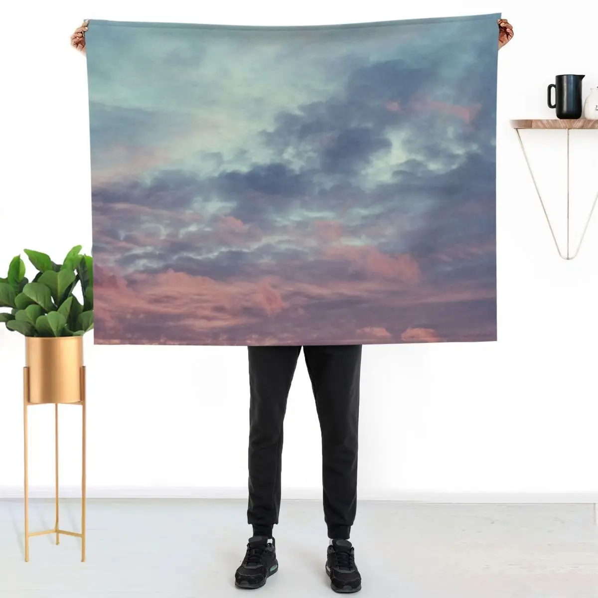 

Pink Purple and Blue Summer Sunset Throw Blanket Soft Sherpa Fleece Warm Blanket for Winter