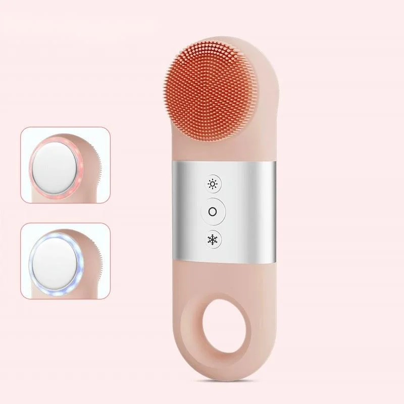 

Silicone Electric Facial Cleansing Brush Hot Cold Therapy Vibrating Massager Makeup Remover Deep Pore Cleaner Home Spa For Women
