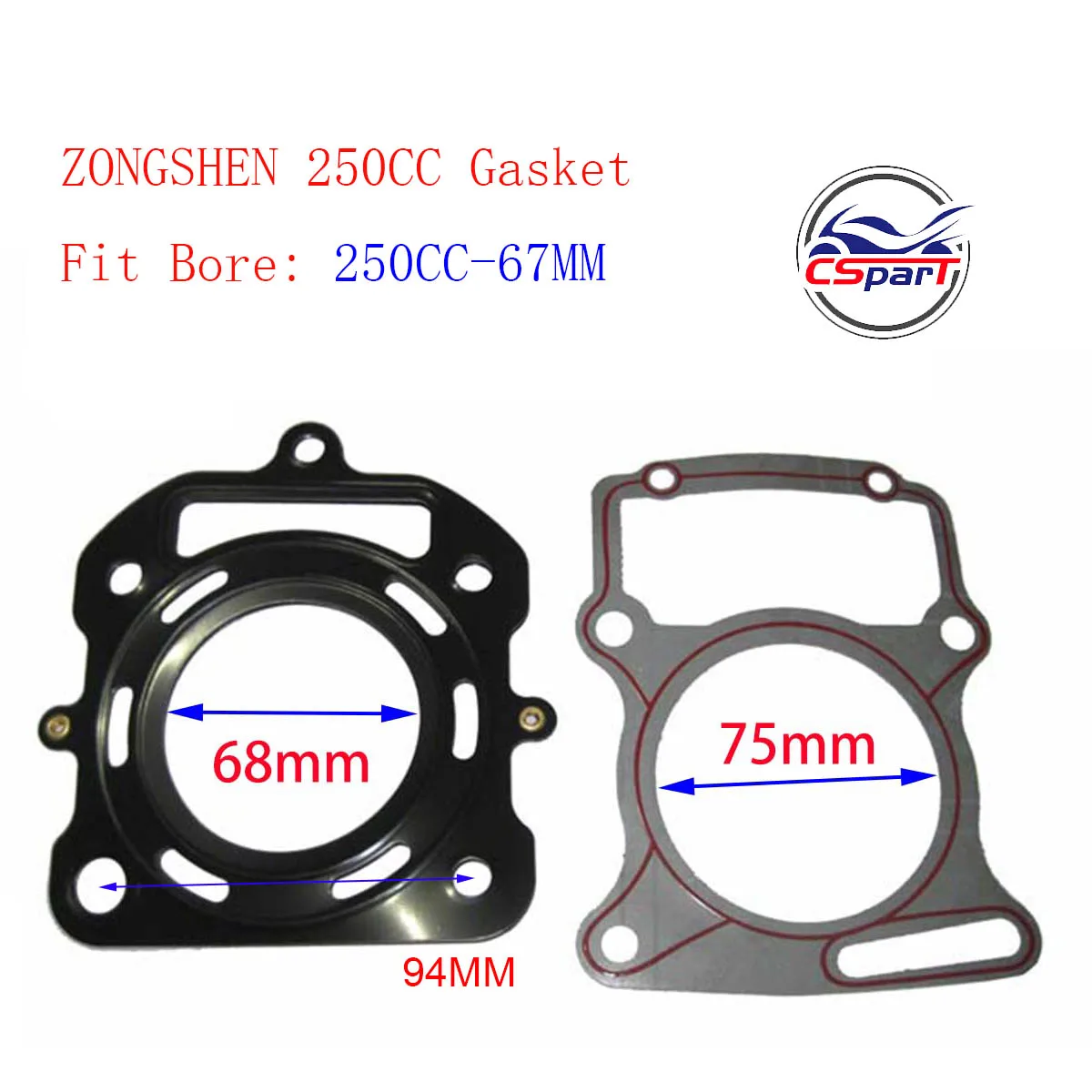 63.5mm 67mm 70mm Cylinder Gasket Kit water cooled 200CC 250CC 300CC Zongshen Shineray Bashan Taotao  Dirt  Pit Bike ATV Quad