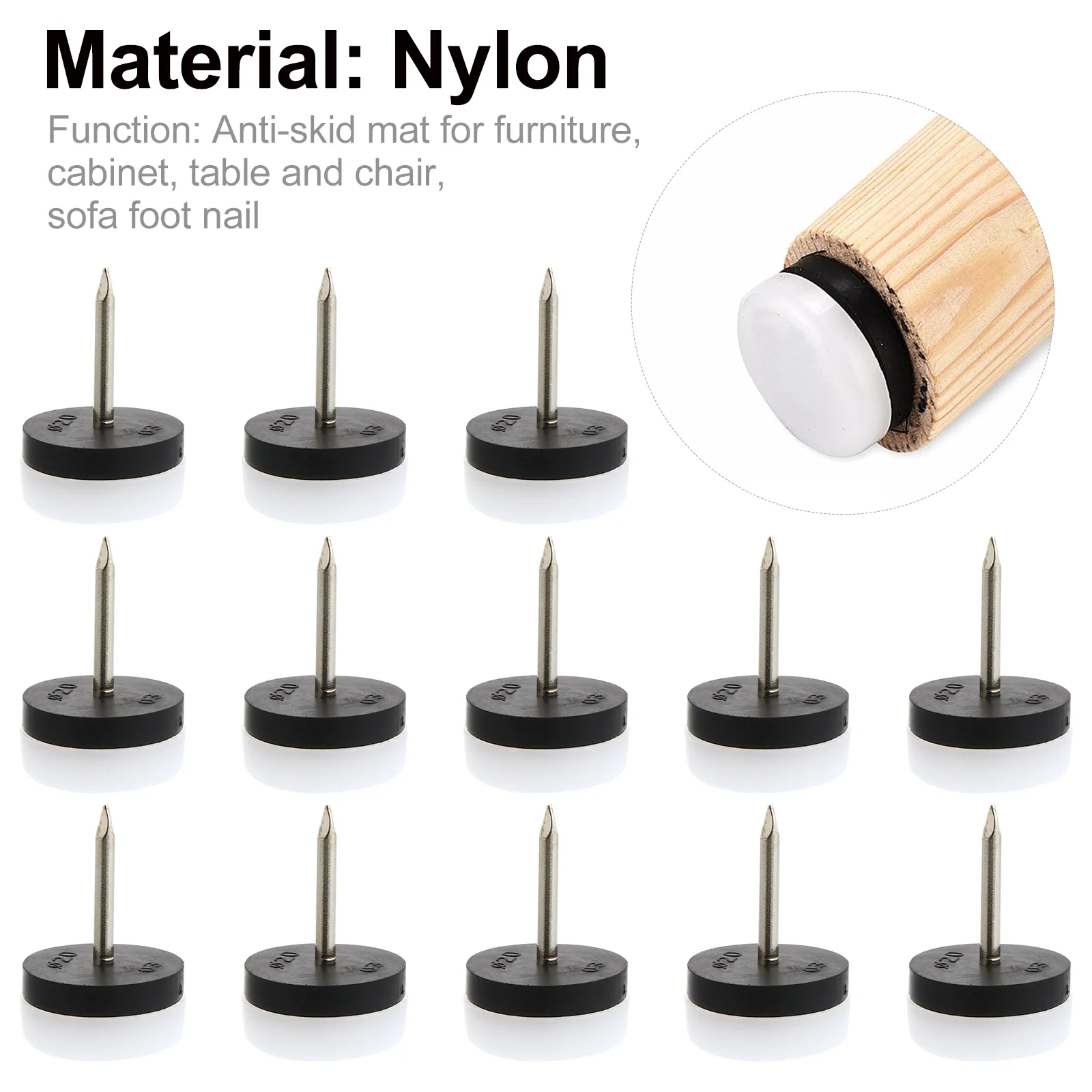 

40 Pcs Foot Spikes with Pads Furniture Leg Bottom Tacks Nail-on Glide for Chair Floor Protector Slider Table Chairs