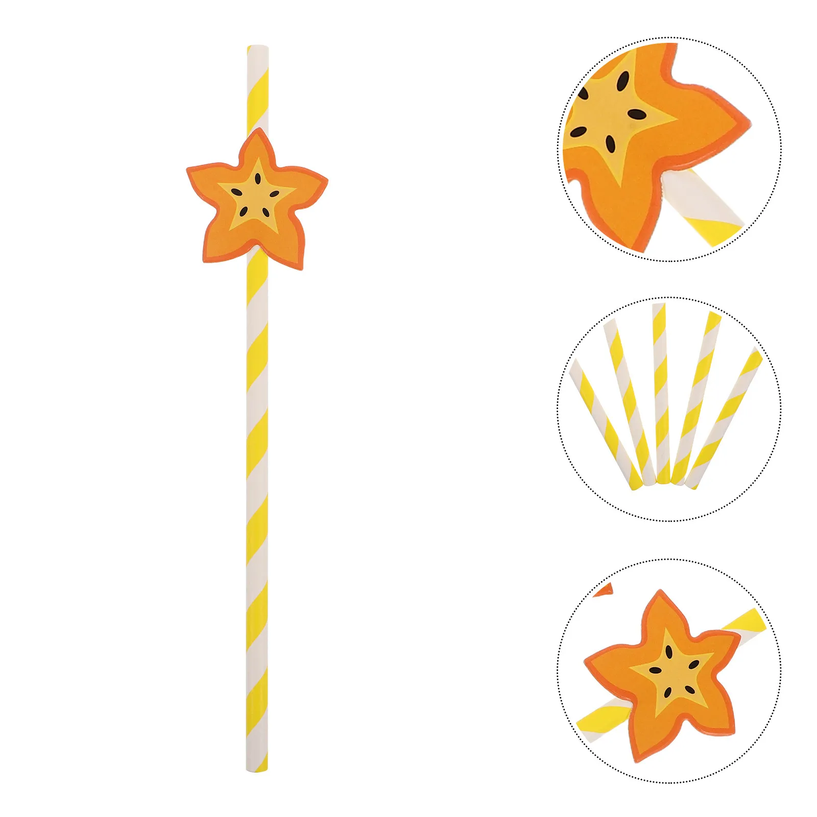 100Pcs Vibrant Fruit-Themed Paper Straws Fun Creative Disposable Sipping Straws for Grad Party Summer Gathering Juice Cocktail