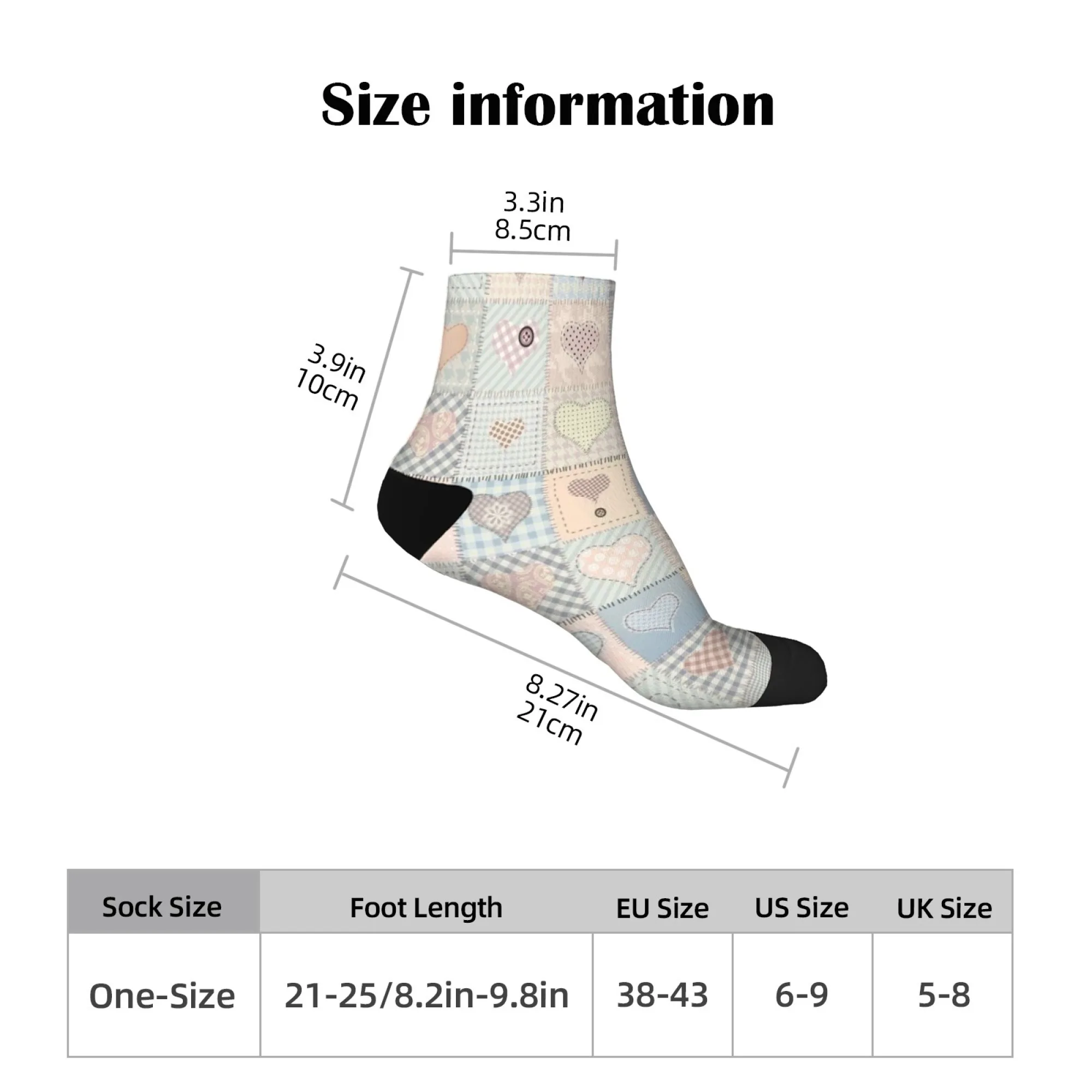 Calzini corti con griglia a forma di cuore Miscela di poliestere Calzini casual comodi per donna Uomo Unisex Morbidi e traspiranti Leggeri