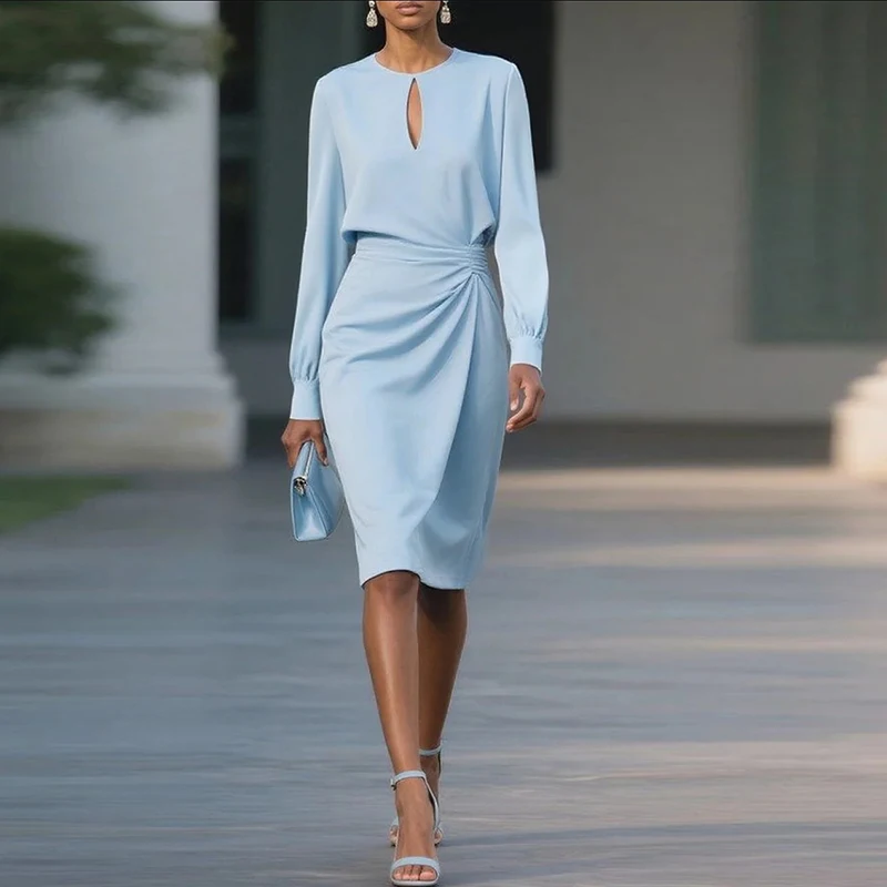 sachin and babi light blue dress Soperwillton 2017 Elegant Office Dress Summer Dresses Women O-neck Wea –  ilovealma