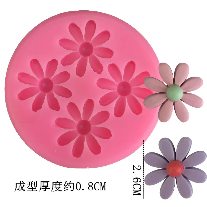 Four-hole Chrysanthemum Shape Aromatherapy Gypsum Food-grade Liquid Silica Gel Mold Soap Soap Candle Glue Drop Mold